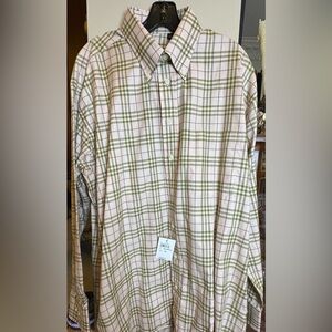 Burberry Beige and Green Plaid Shirt